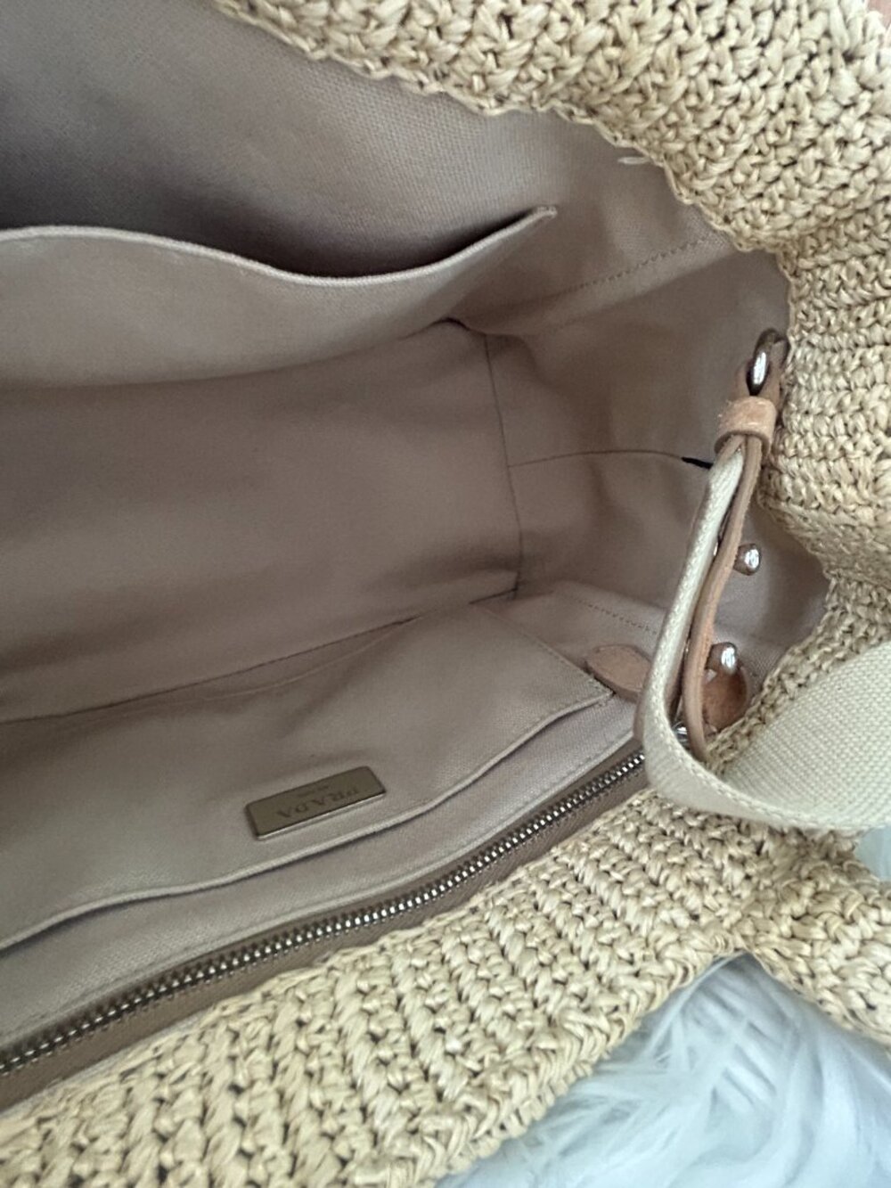 Prada Pom Pom Raffia Convertible Tote with Original Strap - Picture 6 of 16